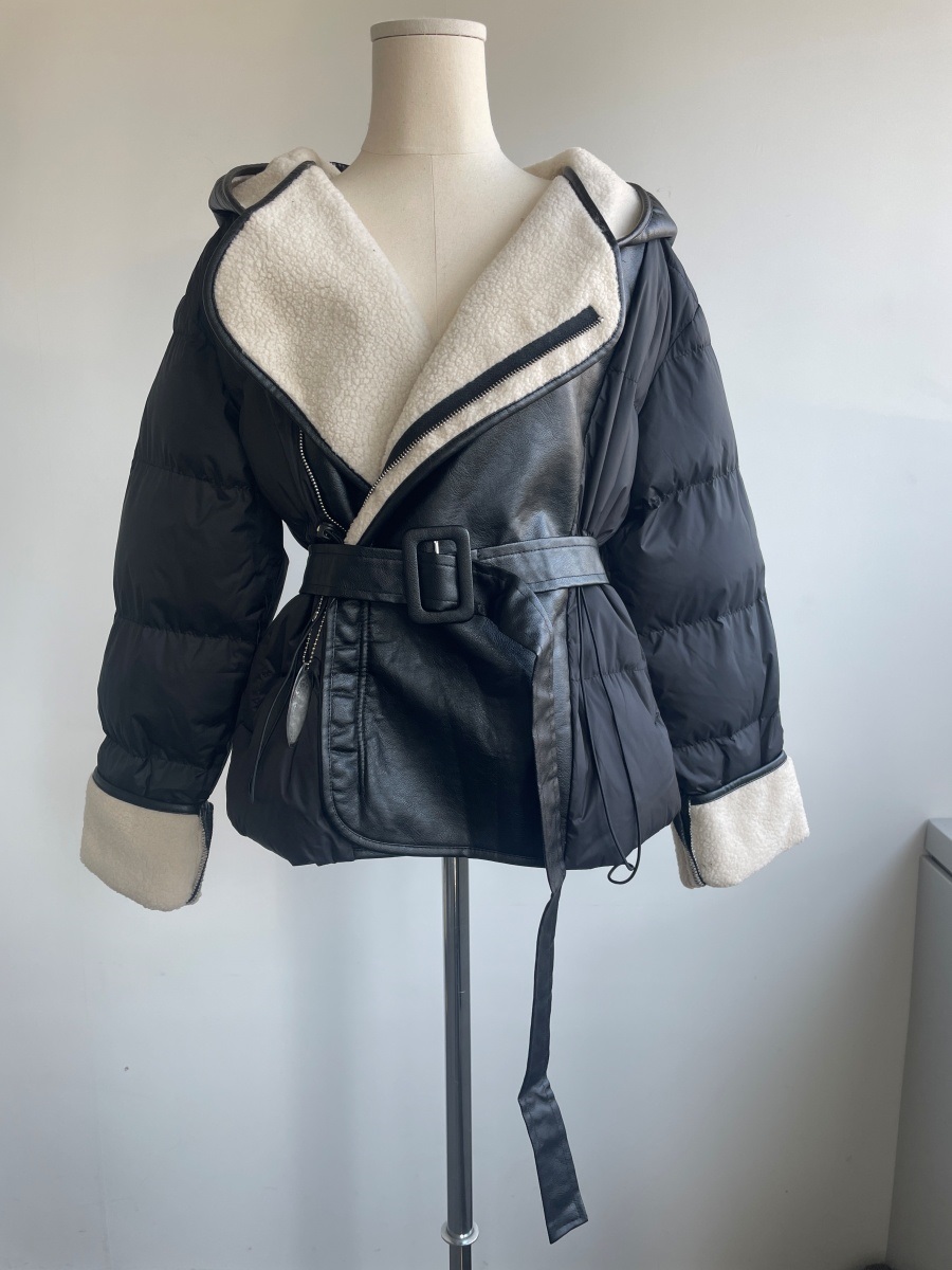 ベルト付ボア裏地ドローコードカラーフードダウンジャンパー | 詳細画像12