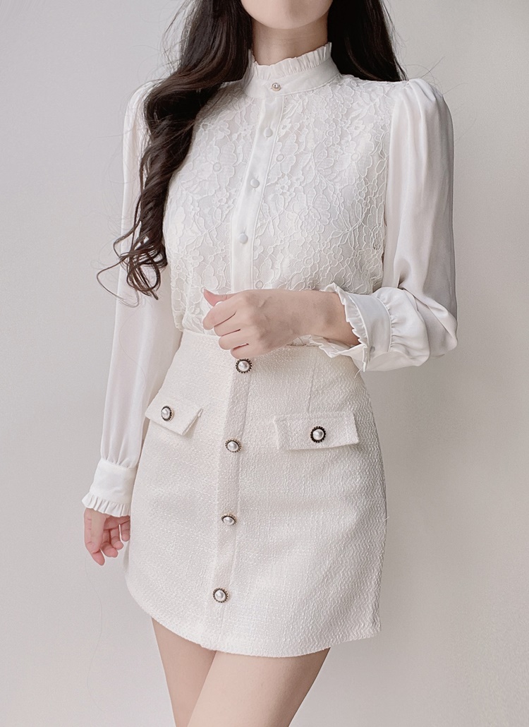 綿100％Vネックブラウス 【mame kurogouchi/マメクロゴウチ】Vネック