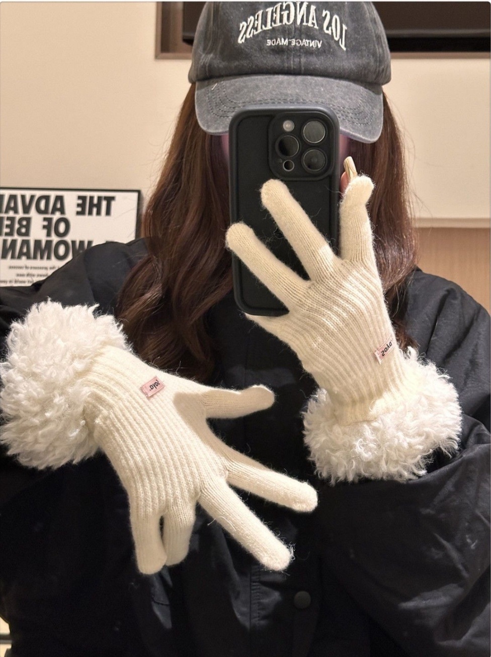 *スマホ対応*ロゴラベルエコファーニット手袋 | 詳細画像4