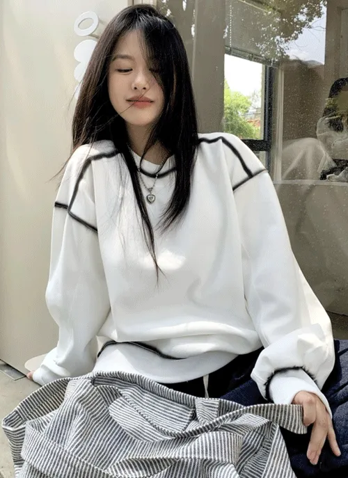 ペイント配色ラインルーズスウェット | 詳細画像1