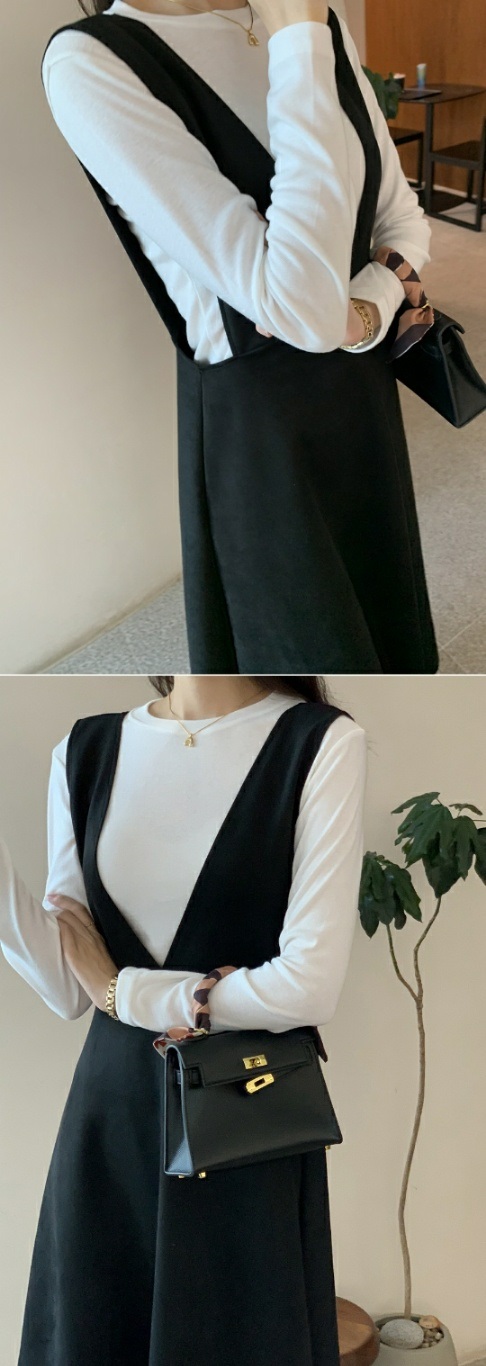 長袖Tシャツ&スエード調VネックノースリワンピースSET | 詳細画像12