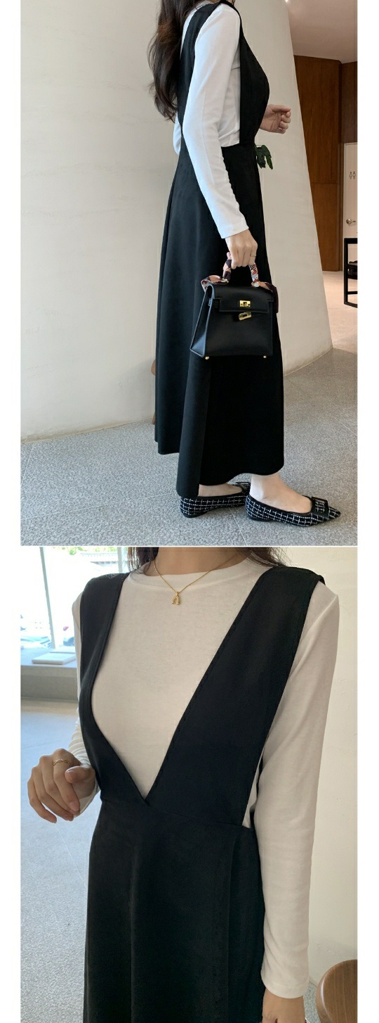 長袖Tシャツ&スエード調VネックノースリワンピースSET | 詳細画像17