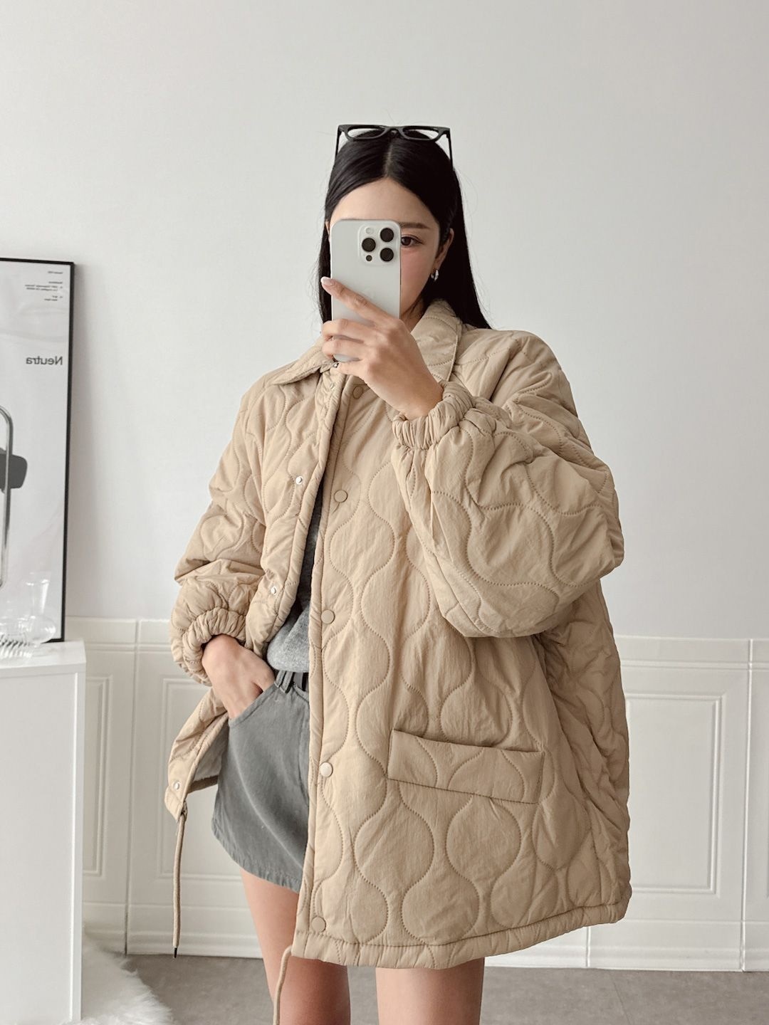 ラグランカラーウェーブキルティングジャケット | レディース