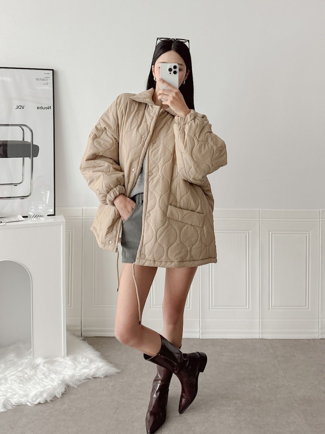 ラグランカラーウェーブキルティングジャケット | レディース