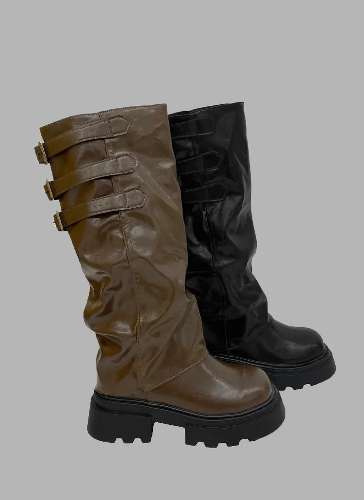 バックベルトチャンキーロングブーツ | REHEAT | 詳細画像1