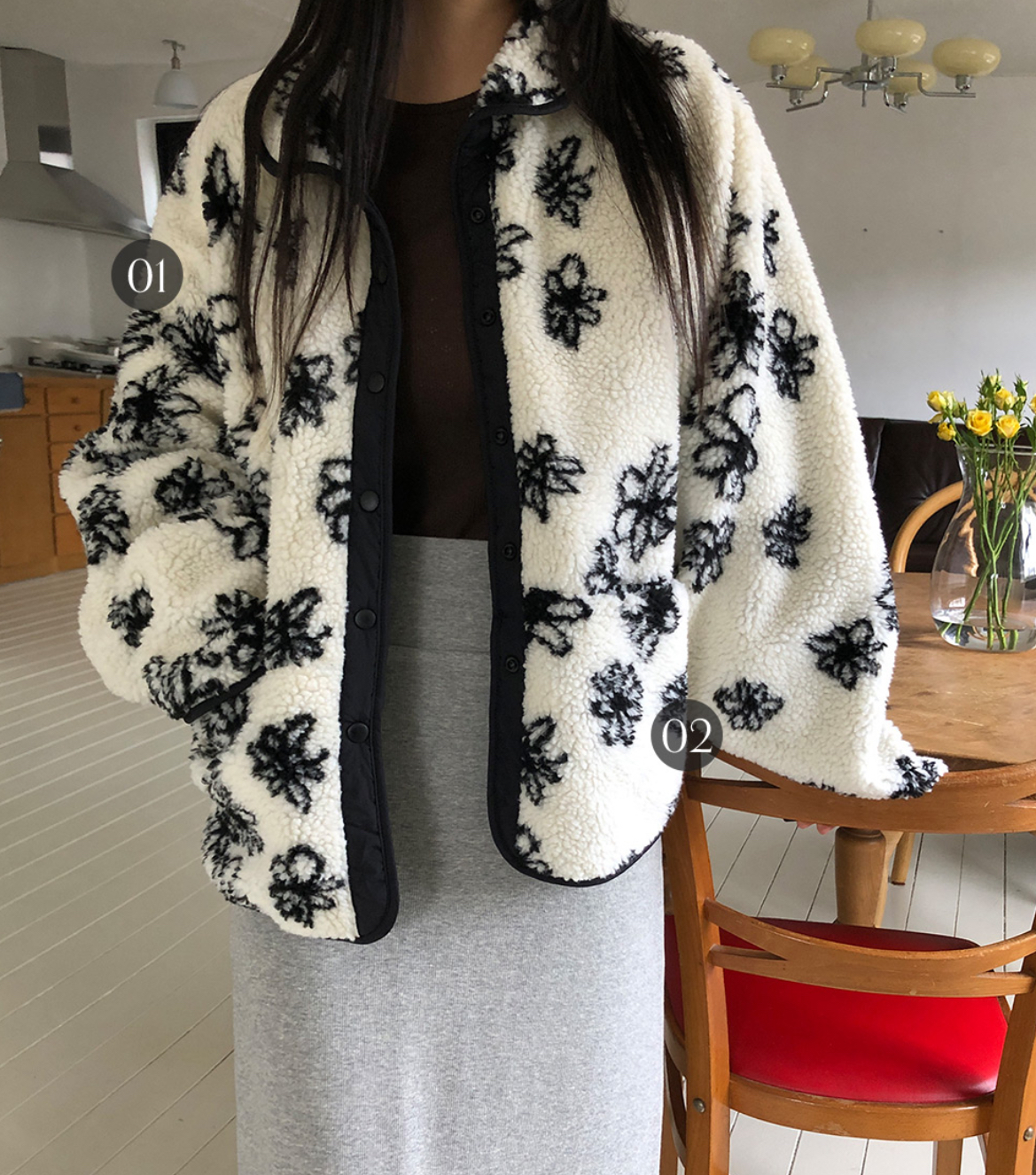 リバーシブル花柄ボアジャケット | レディースファッション通販 リバーシブル花柄ボアジャケット | レディースファッション通販
