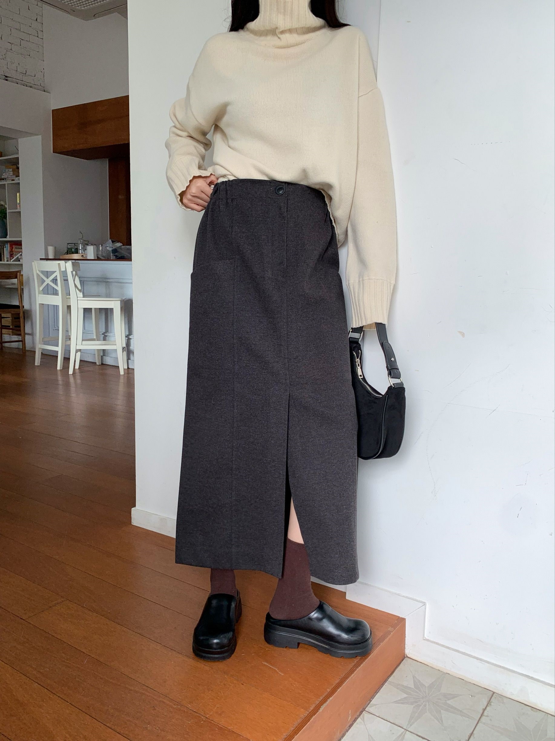メルトンタッチポケットスリットIラインスカート | 詳細画像2