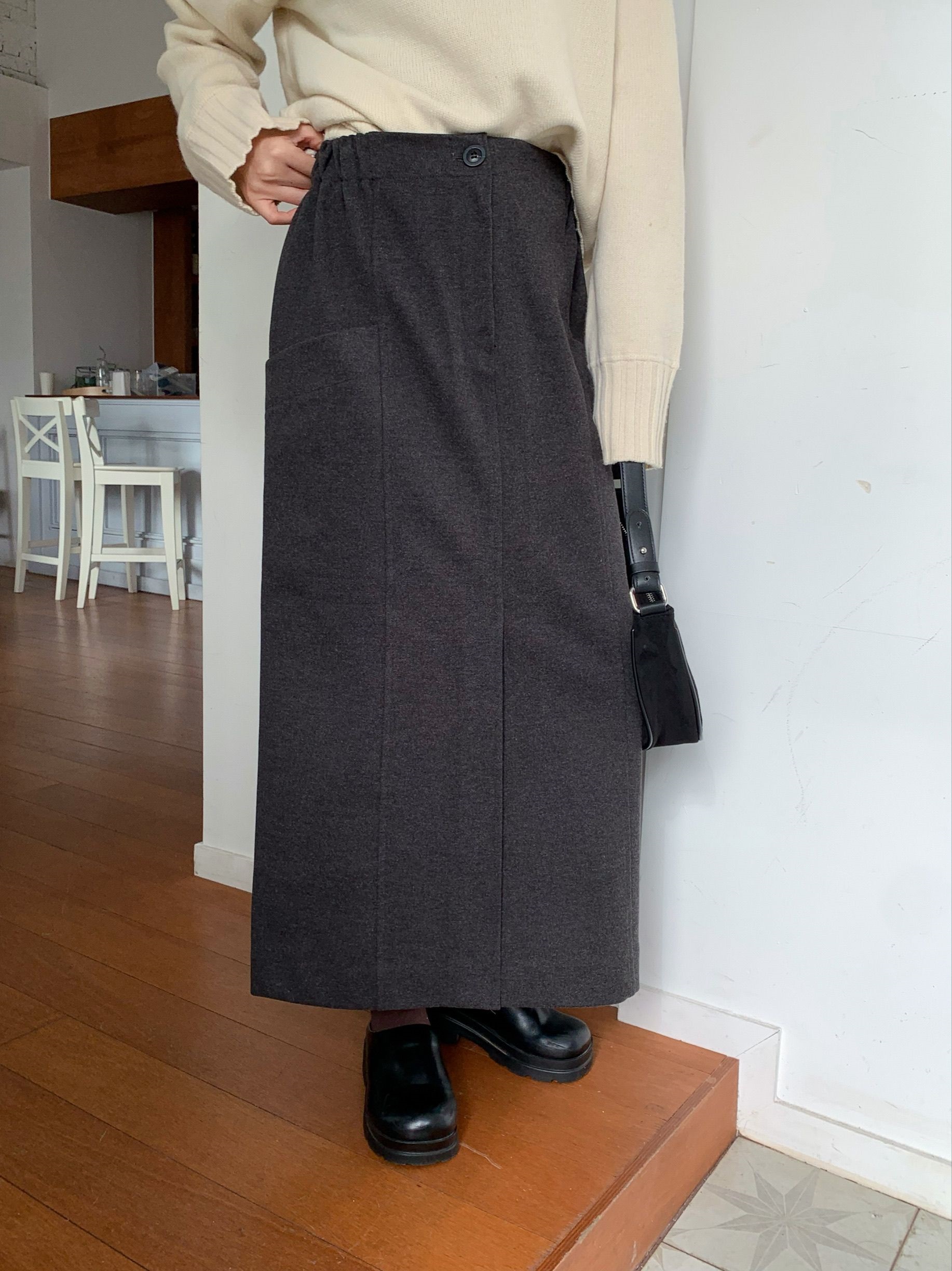 メルトンタッチポケットスリットIラインスカート | 詳細画像3