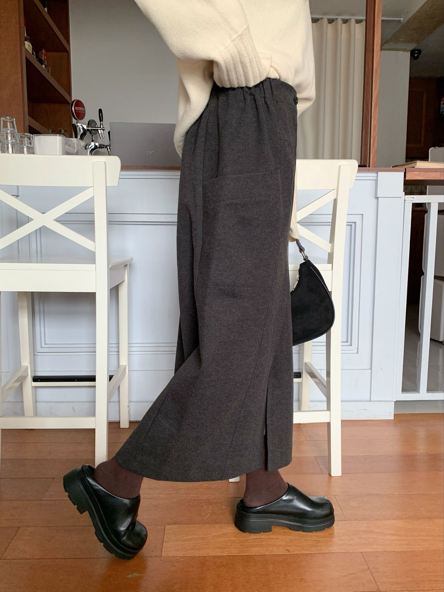 メルトンタッチポケットスリットIラインスカート | 詳細画像5