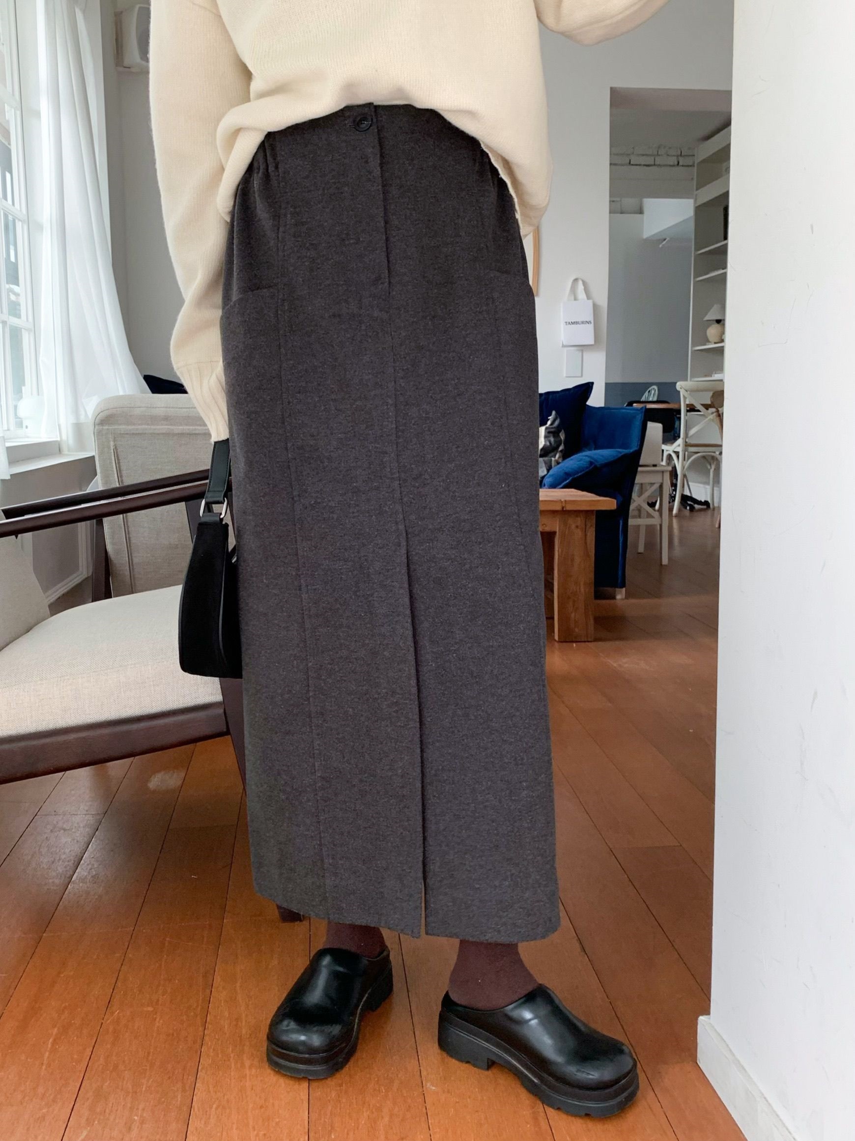 メルトンタッチポケットスリットIラインスカート | 詳細画像8