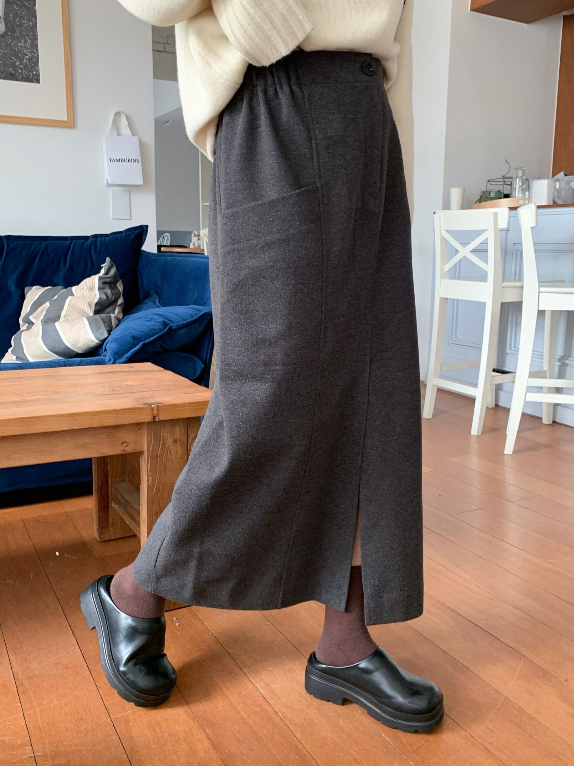 メルトンタッチポケットスリットIラインスカート | 詳細画像9