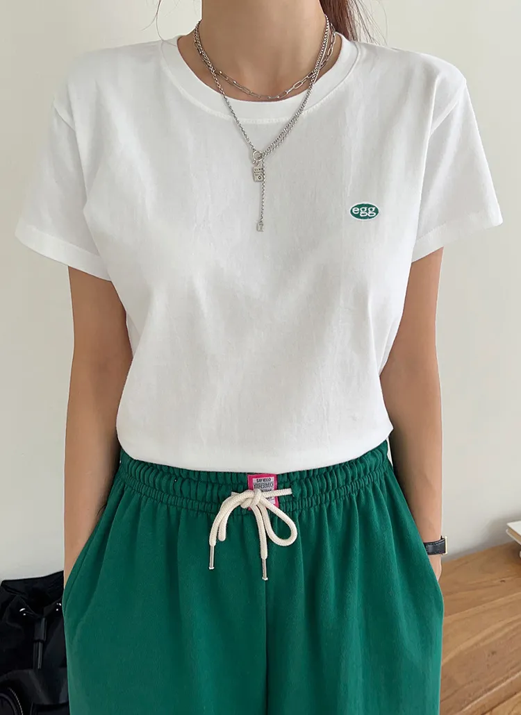 起毛eggパッチ半袖Tシャツ | chicfox | 詳細画像1