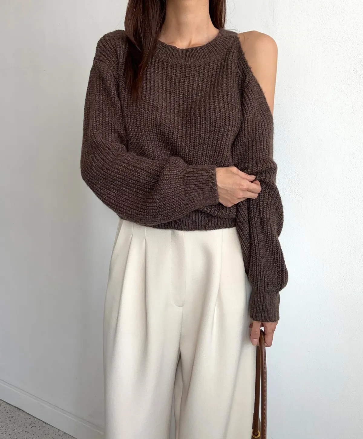 モヘア混オープンワンショルダーニット | 詳細画像1