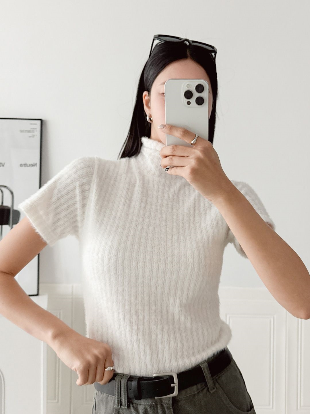 ファータッチハイネック半袖リブTシャツ | 詳細画像2