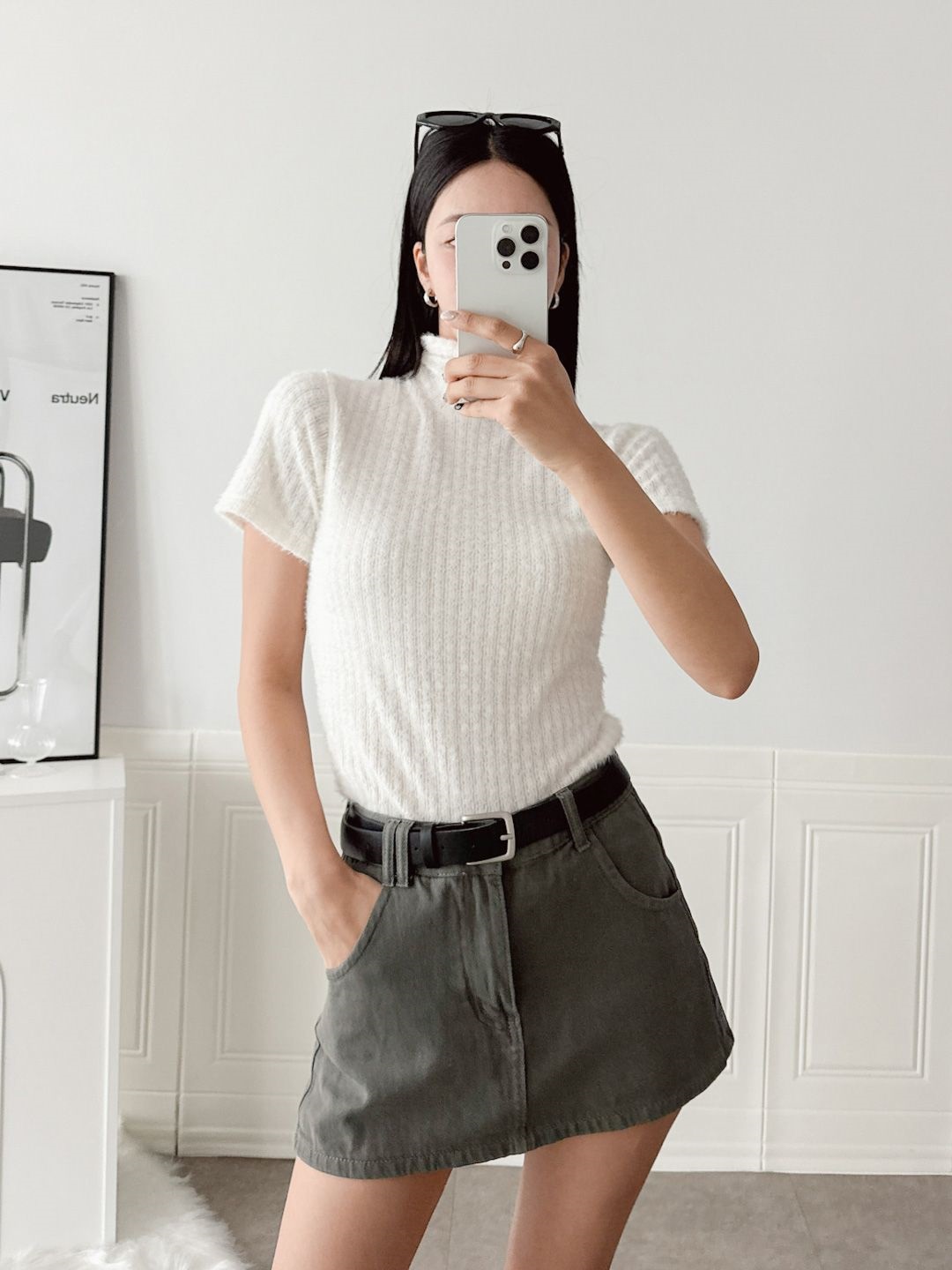 ファータッチハイネック半袖リブTシャツ | 詳細画像3