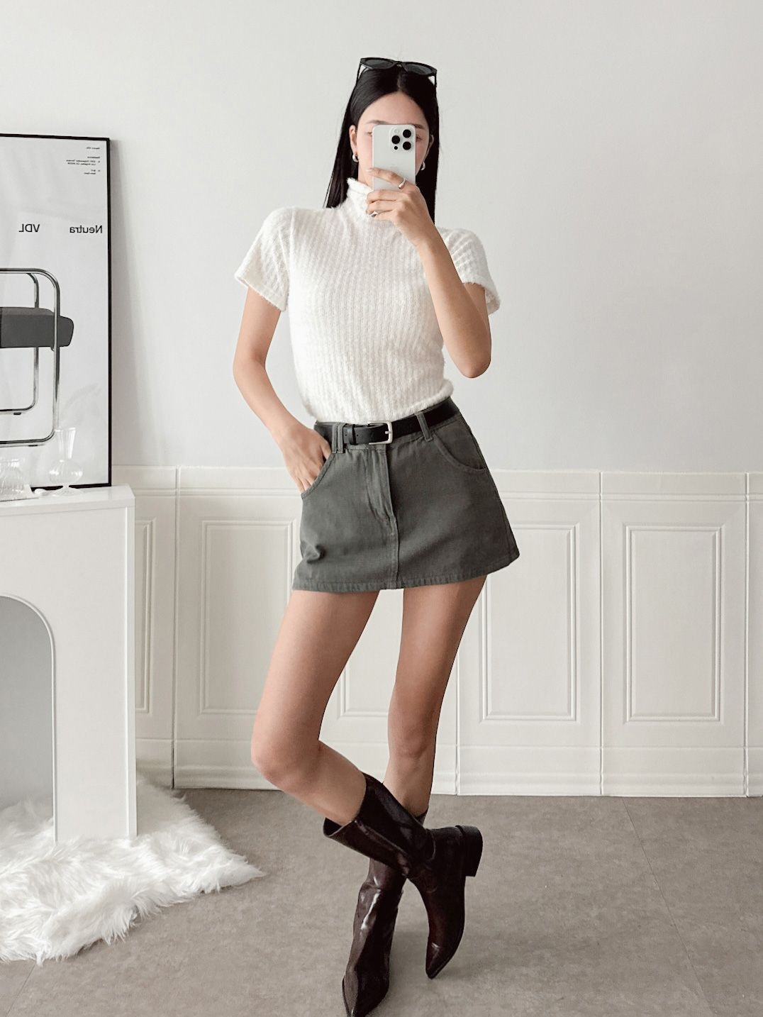 ファータッチハイネック半袖リブTシャツ | 詳細画像6