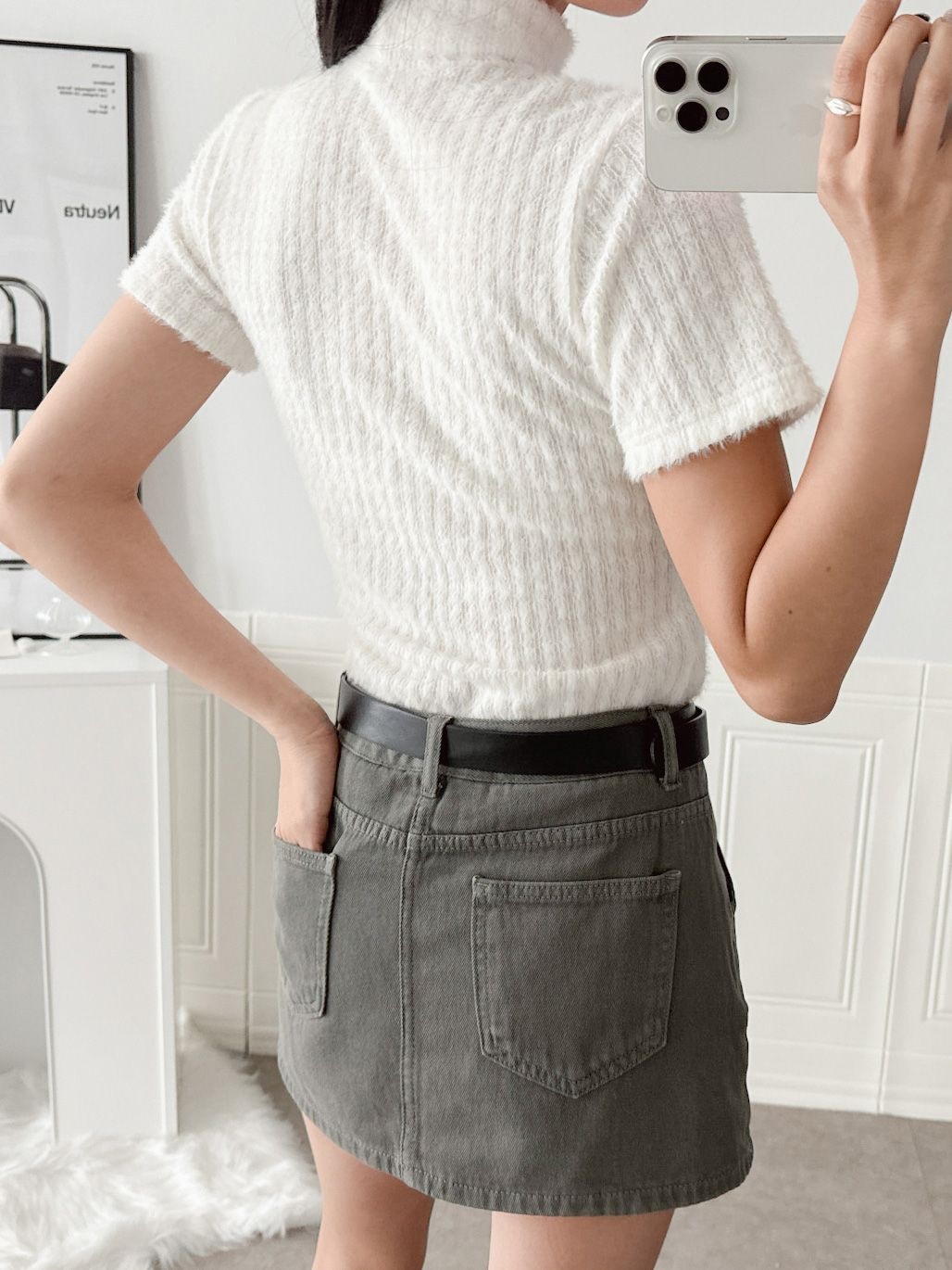 ファータッチハイネック半袖リブTシャツ | 詳細画像7