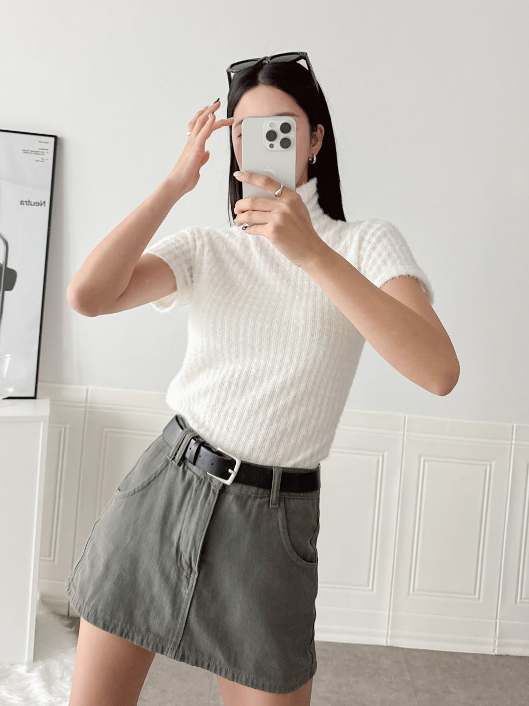 ファータッチハイネック半袖リブTシャツ | 詳細画像8