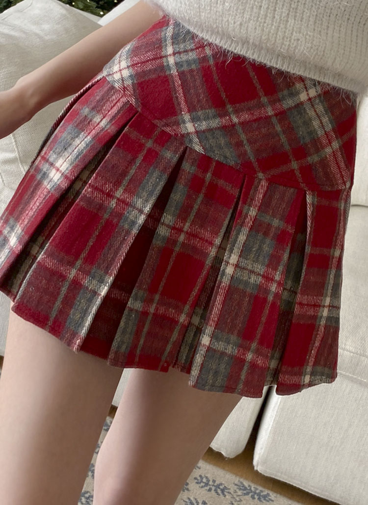 チェックプリーツヘムミニスカート | レディースファッション