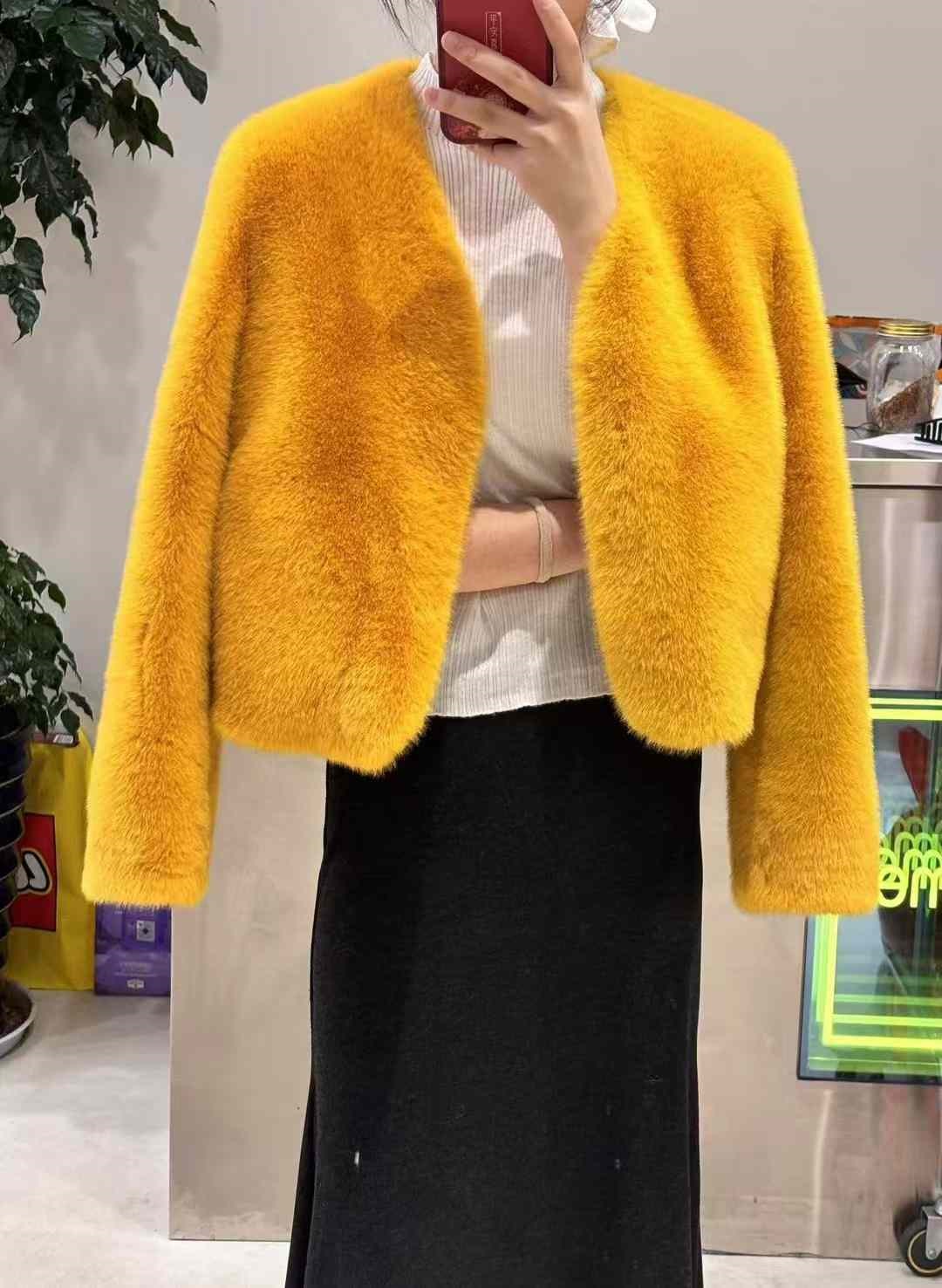 Vネックエコファーカラージャケット | 詳細画像5