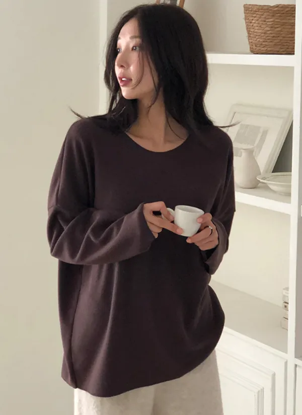 ピーチ起毛VネックルーズTシャツ | fromiss | 詳細画像1