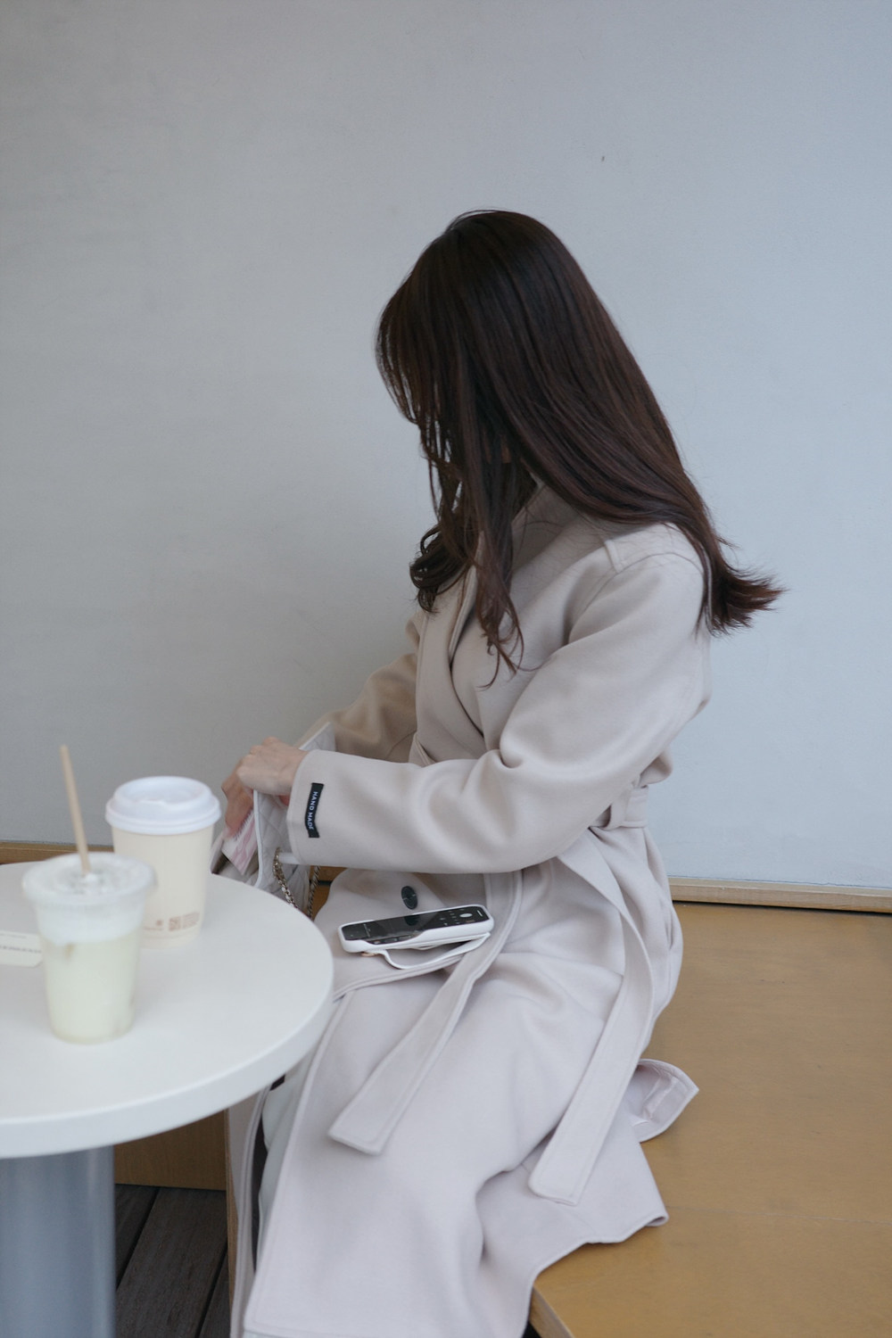 ストラップ付ウール混ハンドメイドロングコート | 詳細画像7