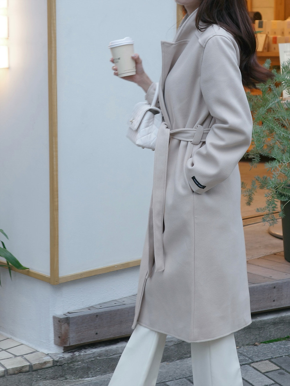 ストラップ付ウール混ハンドメイドロングコート | 詳細画像9