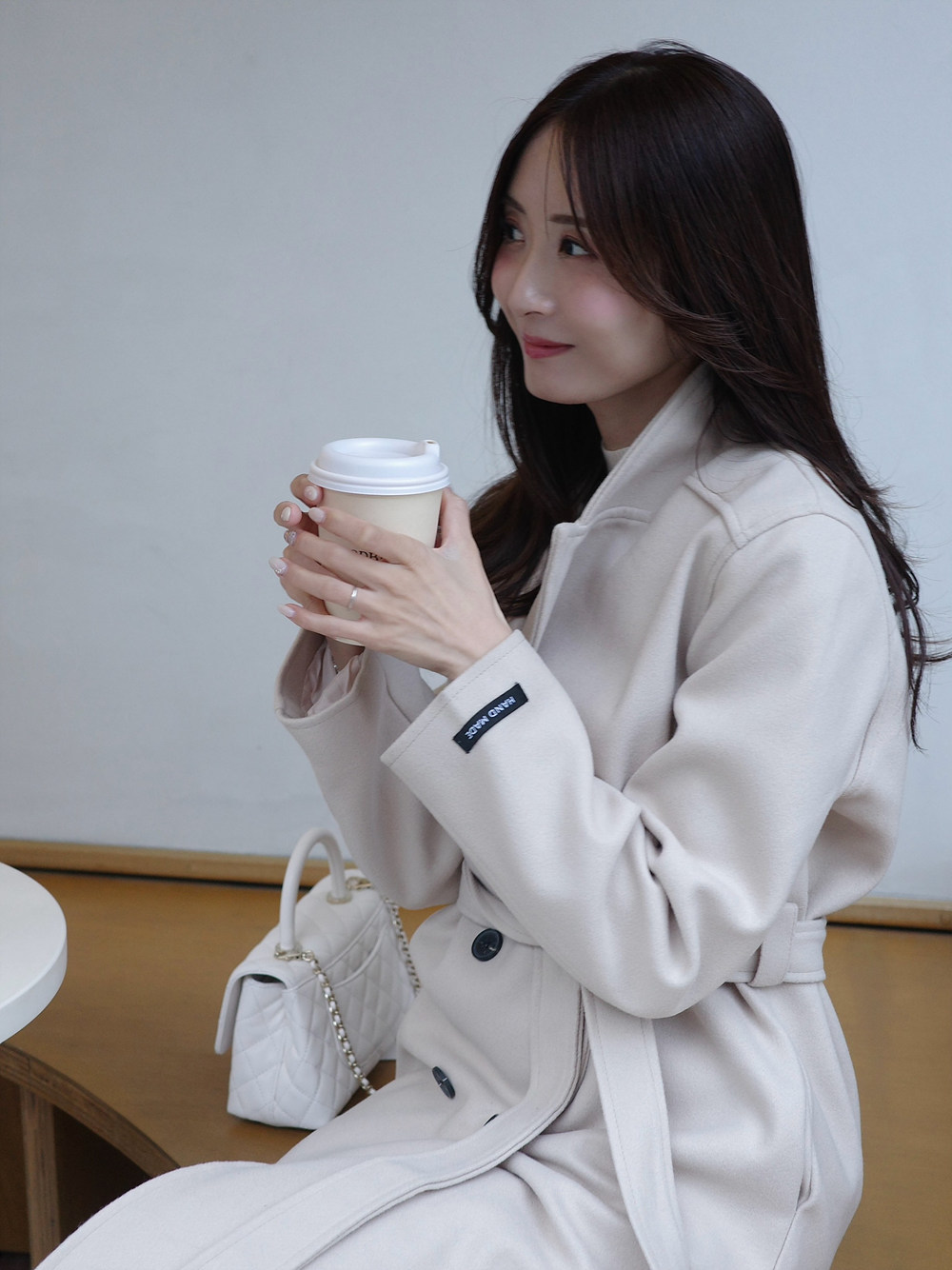 ストラップ付ウール混ハンドメイドロングコート | 詳細画像15
