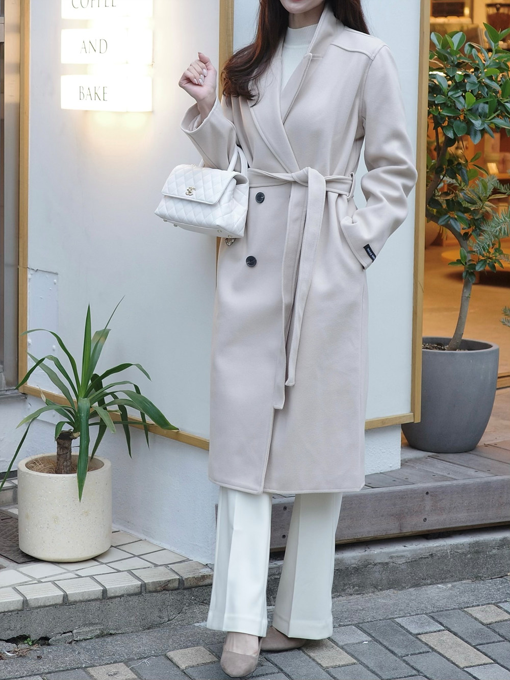 ストラップ付ウール混ハンドメイドロングコート | 詳細画像17