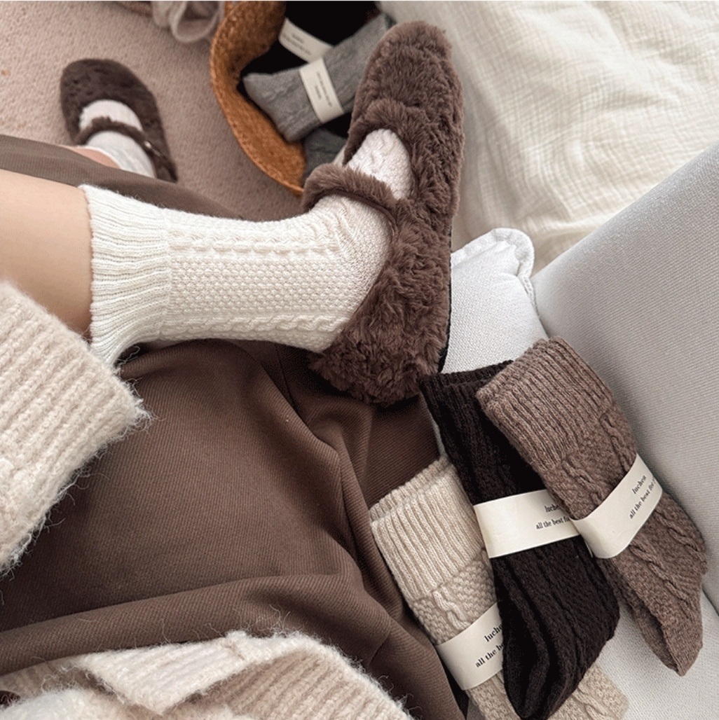 アンゴラ混ケーブルニットソックス | 詳細画像5