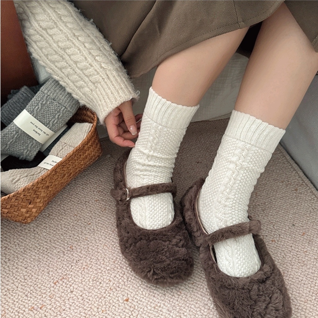 アンゴラ混ケーブルニットソックス | 詳細画像6