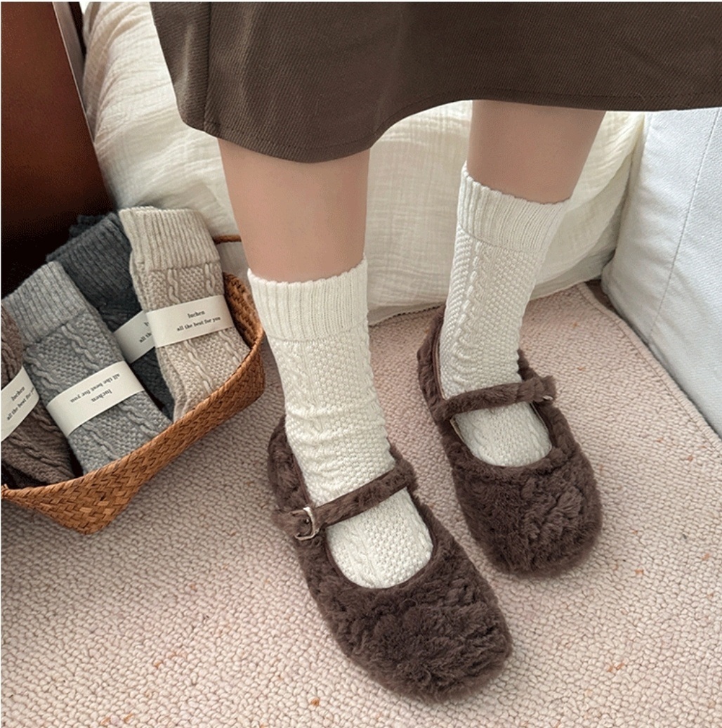 アンゴラ混ケーブルニットソックス | 詳細画像7