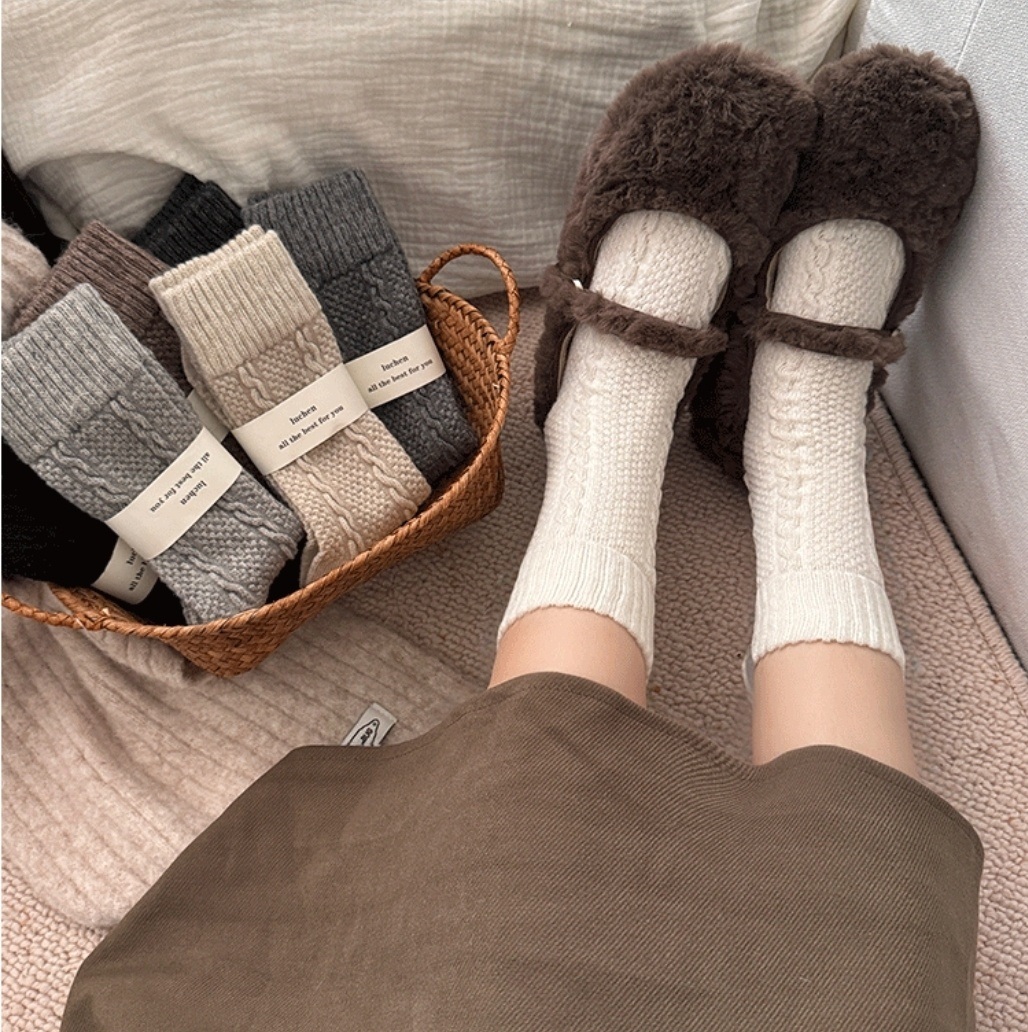 アンゴラ混ケーブルニットソックス | 詳細画像8