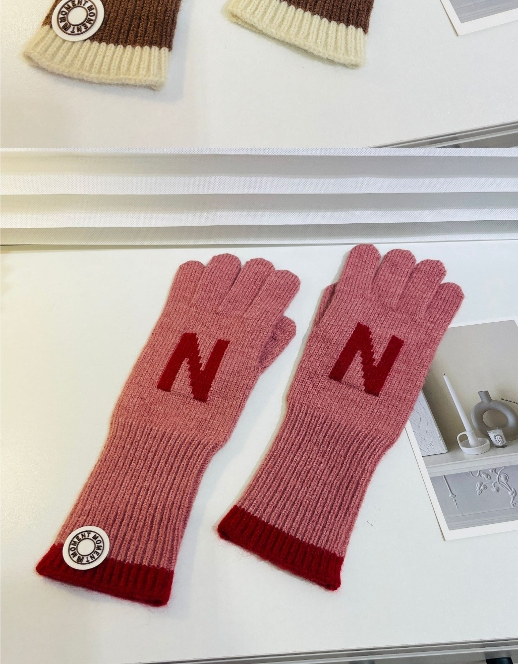 *スマホ対応*ウール混Nロゴ配色ニット手袋 | 詳細画像11