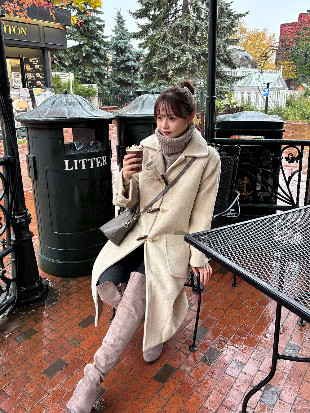 アイボリー ウール混合 ロングコート 予約]ウールタッチビッグスタンドロングコート/アイボリー – Lumier