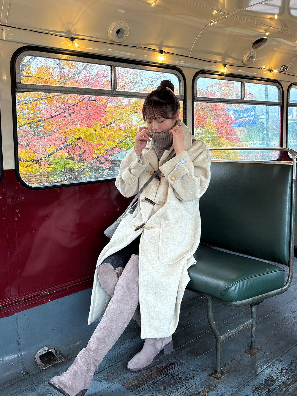 ウール混トグルボタンカラーロングコート | レディース