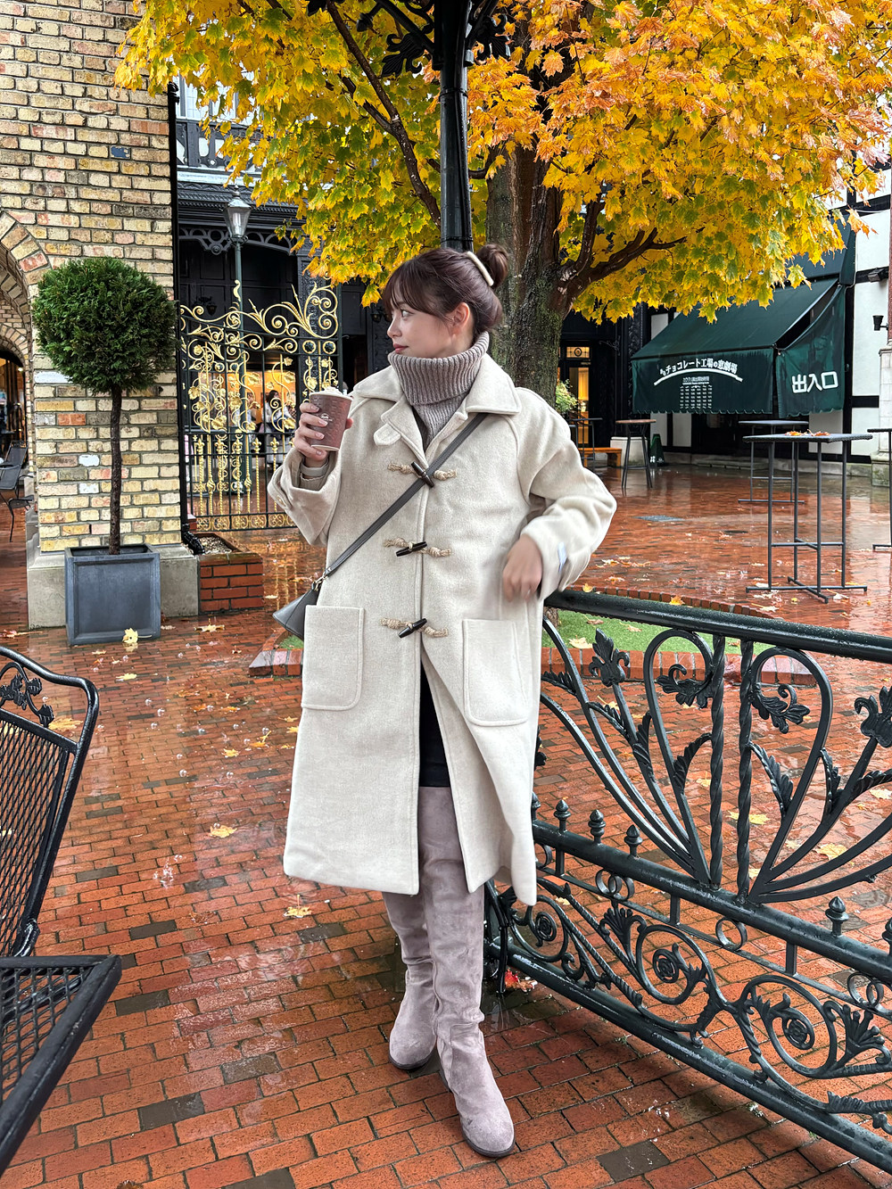 ウール混トグルボタンカラーロングコート | レディース