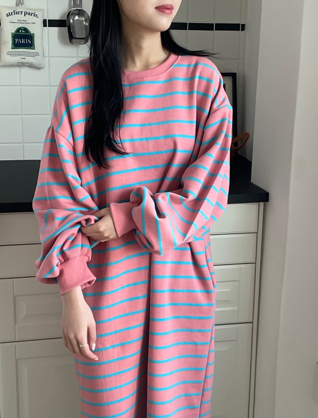 裏起毛ボーダースリットスウェットワンピース | 詳細画像8