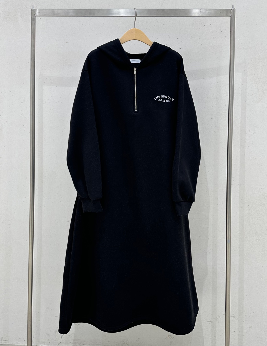 裏起毛ハーフジップミニレタリングパーカーワンピース | 詳細画像19