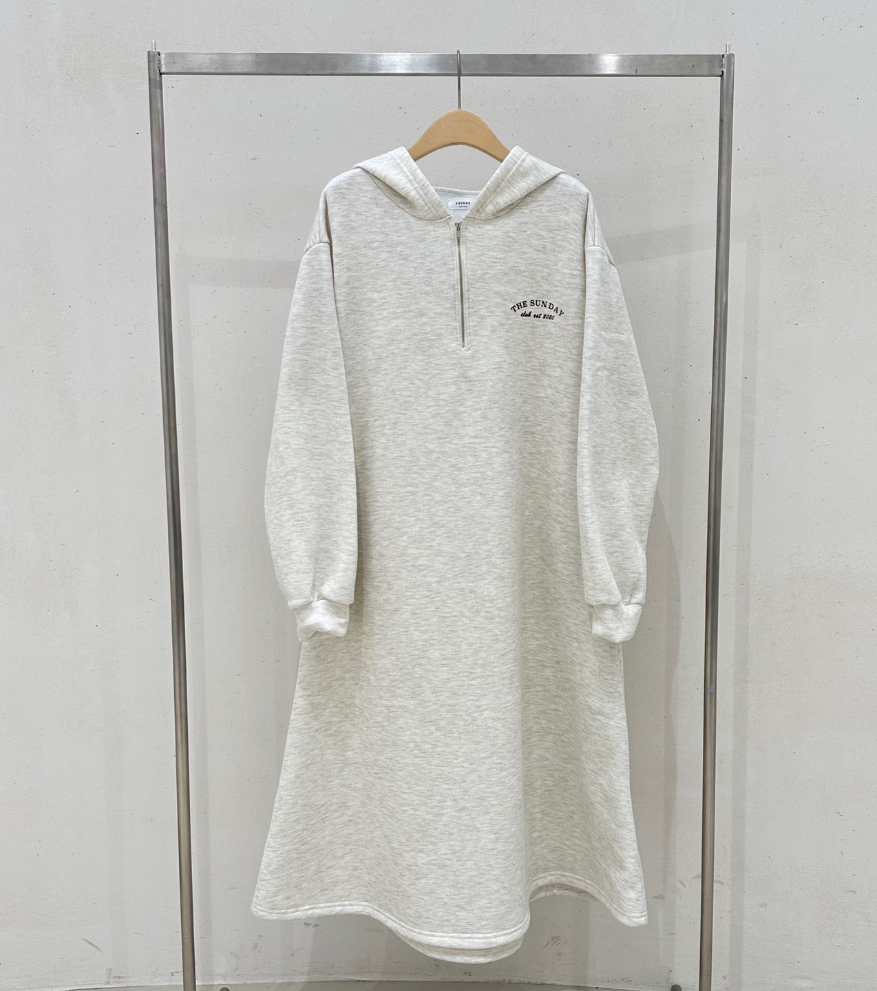 裏起毛ハーフジップミニレタリングパーカーワンピース | 詳細画像20