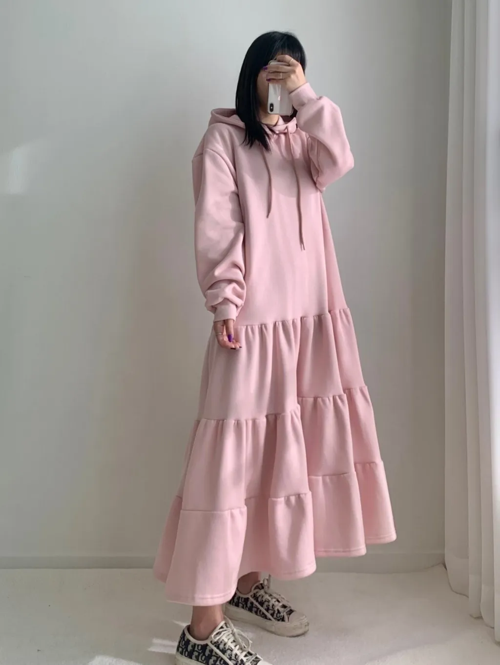 裏起毛ティアードパーカーワンピース | 詳細画像1