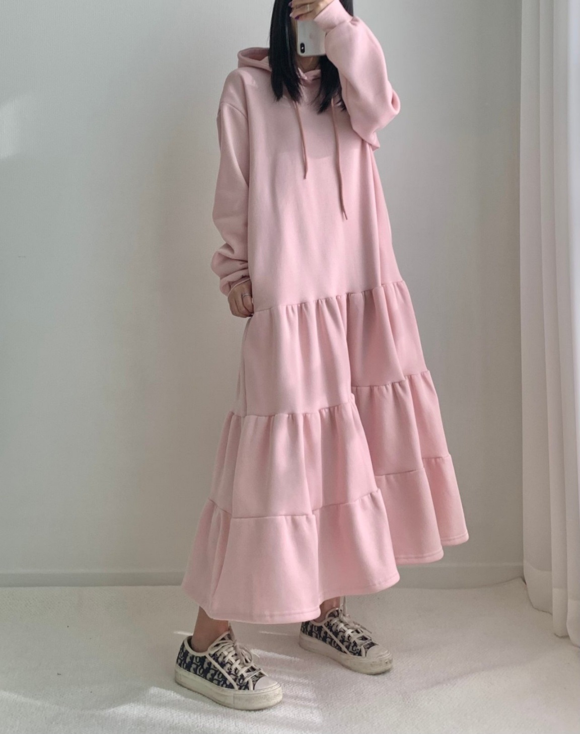 裏起毛ティアードパーカーワンピース | 詳細画像2