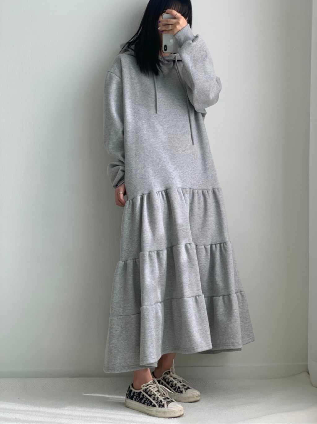 裏起毛ティアードパーカーワンピース | 詳細画像5