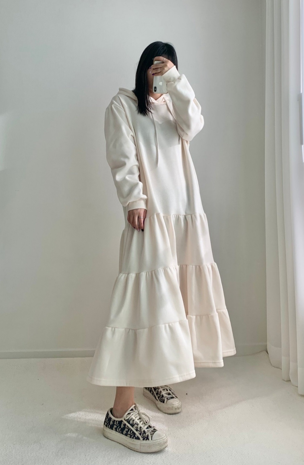 裏起毛ティアードパーカーワンピース | 詳細画像7