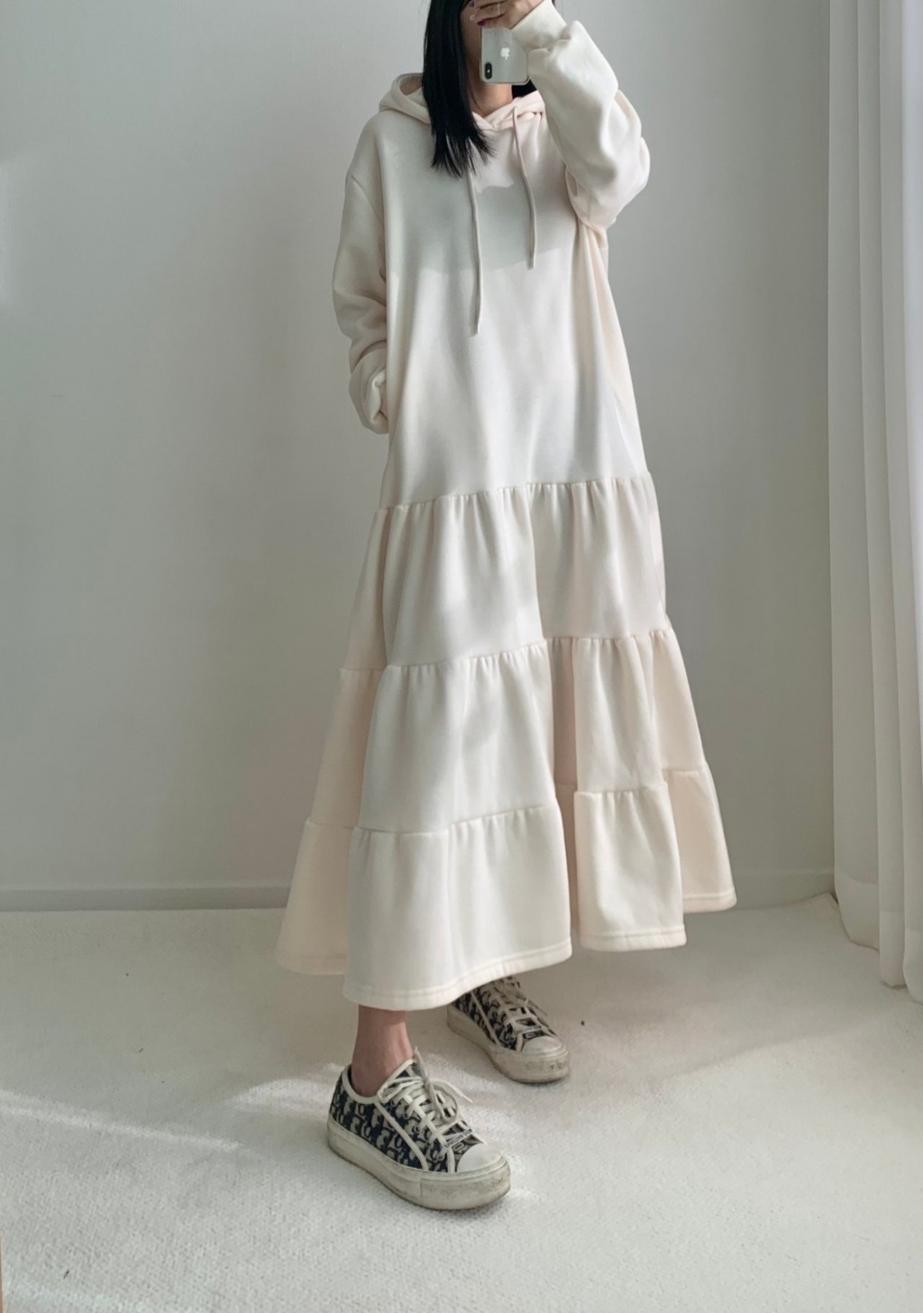 裏起毛ティアードパーカーワンピース | 詳細画像8