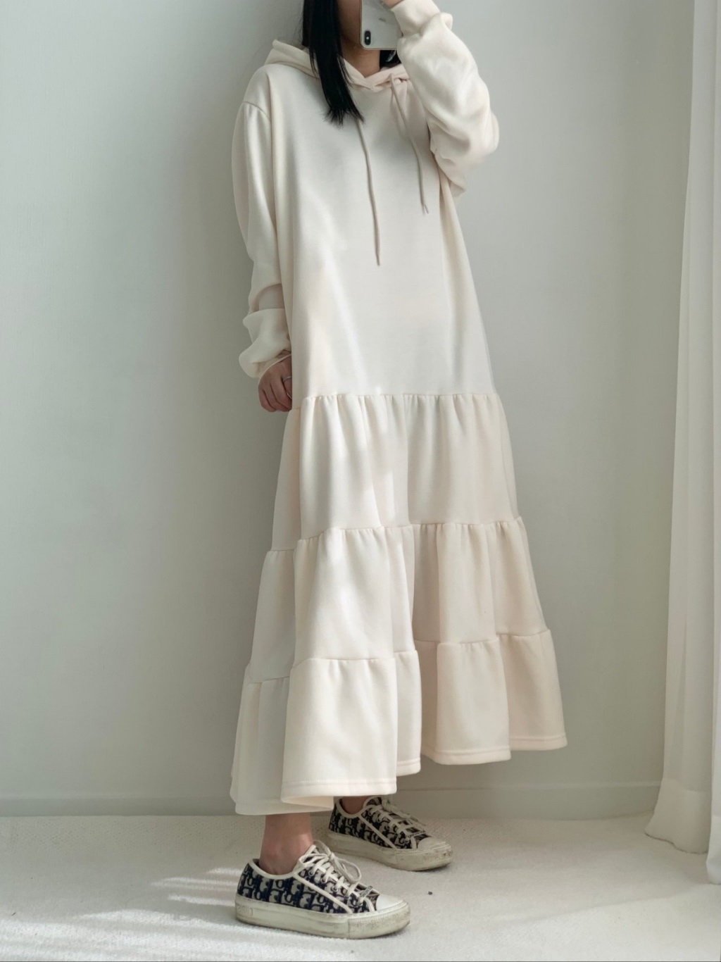 裏起毛ティアードパーカーワンピース | 詳細画像9