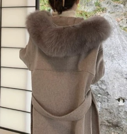 ストラップ&ファー付ウールフードハーフコート | 詳細画像22