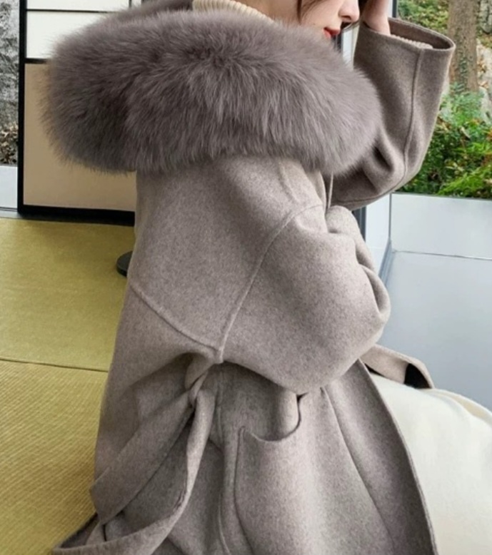 ストラップ&ファー付ウールフードハーフコート | 詳細画像23