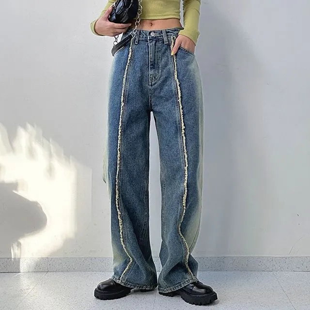 フリンジサイドウォッシングデニムパンツ | 詳細画像1