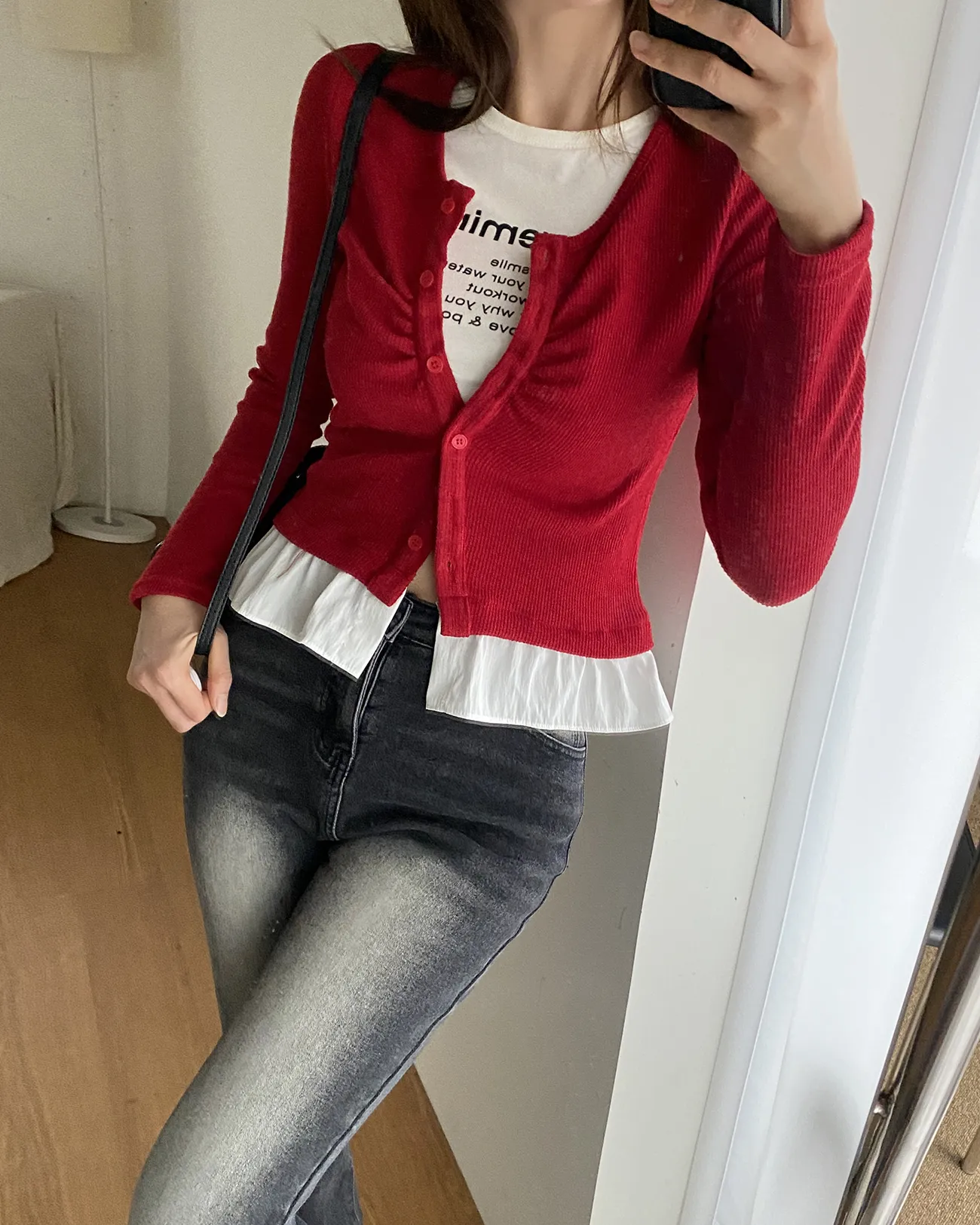 配色フリルヘムリブカーディガン | 詳細画像1